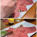 焼肉 隼 - 伝説炙り準ロースは、レモンを絞ってから炙ってくださいとのこと。