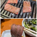 焼肉 隼 - カルビは程よく脂を落として…
これも柔らかで美味しいお肉です♡(*´Д｀*)