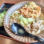 吉田のうどん 麺'ズ冨士山 - かき揚げ肉盛りうどん+キャベツ(946円+66円)