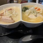 麺匠あじゃり - 弐種半らーめん　鶏白湯と鶏しば