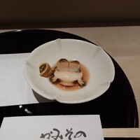 かみその - お通し　煮アワビ