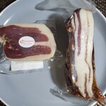 キュルノンチュエ - 左;煙突の燻煙生ハム（ブロック）¥1890/100g
                                右;豚ばら肉燻製（切落し）¥864/100g