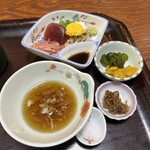 てんぷら 高七 - お刺身小皿のセット