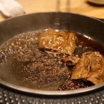 すき焼き十二天 - 本日のA5黒毛和牛と野菜(山形牛の霜降りサーロイン)