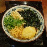 かけうどんに、いろいろ盛り付けて「わかめたまご天ねぎ天かす針生姜うどん」完成！ (2025.05.24)