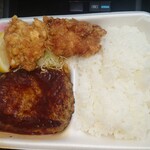 とんとん亭 - 唐揚げハンバーグ弁当¥800