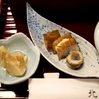 鰻 北白川 - 季節の小鉢（筍） & 鰻の燻製 & 鰻の八幡巻