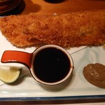 旬肴居酒屋　味人 - アジフライ（ウスターソースとふきのとうソースがダブル）