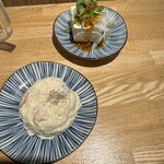大衆スタンド 神田屋 - ポテトサラダとパクチー奴