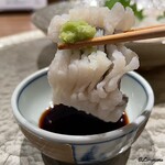 日本料理 とくを - 鱧の落としを山葵と割醤油で