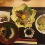 Nihon Ryouri Tai - 鯛茶漬けお刺身３点盛　２２００円（１４．０８．２３）