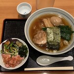 味処 むさし野 - 中華そは+づけ玉子+ちょいねぎとろ丼