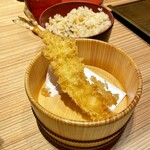 天然大海老天丼 自家製おうどん 白狐 - 