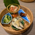 季肴 からはし - 無花果白和え、稚鮎南蛮等前菜