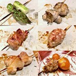 千ふく - 焼きもの(日本一アスパラ、ソリレス、すね、つくね、手羽、きんかん)