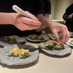 野田 - うに、ヤングコーン、沖縄よもぎ