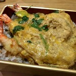 千ふく - 海老天重+玉子とじ