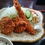 とんかつ杉 - ミックスフライ定食
