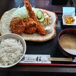 とんかつ杉 - ミックスフライ定食