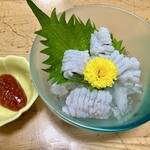 鳥獣菜魚 あい川 - 活ハモ湯引き