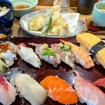 Sushi Tsukiji Nihonkai Mishima Ekimae Ten - 大关 2,100日元，茶碗蒸350日元，小天妇罗450日元