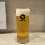 焼鳥 はるちゃん - セットでも生ビール。しかも黒ラベル。嬉しい。