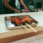 焼鳥 はるちゃん - 焼物第二弾はレバー、つくね、もも。つくねがおいしかったなー