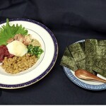 餃子 照井 - 夜桜納豆→海苔に巻いて食べますŧ‹”ŧ‹”( ‘ч’ )ŧ‹”ŧ‹”