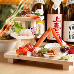 Fisherman's three-tiered sashimi (for one person) 980 yen (1078 yen including tax)