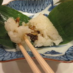 新ばし 星野 - もち米に穴子の水晶煮（つや出しの煮付け）です。