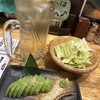 50えん焼とりきんちゃん家 - アボガド刺身429円、幸福時間の角ハイ319円　お通しの無限おかわりOKキャベツ330円。どれもちゃんとしてました！