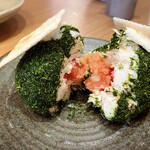 夢庵 港北新羽駅前店 - お箸で切れます、いぶりがっこが混ぜ込まれてて真ん中明太子449円（税別）