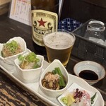 あずき色のマーカス - おひとり様盛り合わせと瓶ビール