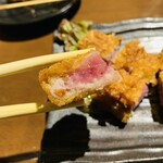 とんぺら屋 - 鴨のレアカツ715円。うまい！