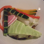 Yutoriro An - 夕食２−１：バーニャカウダの野菜アップ。バーニャカウダのソースが濃厚で野菜によく絡みます