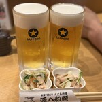 八丈島郷土料理 源八船頭 - 生ビール600円
お通し350