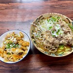 キミ食堂 - うす切り牛肉味噌そば、ちょこっともつ煮飯