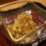 虎白 - 先付 焼き玉蜀黍 砕き鮎 柚子の香り 2014.8.2x