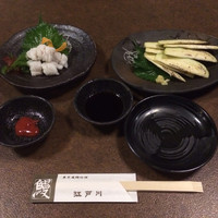 江戸川 ならまち店 - ハモの湯引き  水ナスの刺身