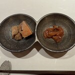 鮨 泉水 - あん肝と自家製イカの塩辛