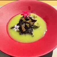 鮨shizuku 西天満 - 鮑とわらび餅の温物