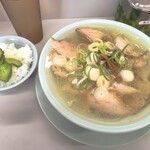 中野 邦ちゃんラーメン - 塩らーめん　ご飯（かっぱ乗せた）