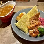 CURRY 西成クミン - 濃厚えびカレー+ご飯特盛+スパイス玉子