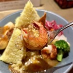 CURRY 西成クミン - 濃厚えびカレー+ご飯特盛+スパイス玉子