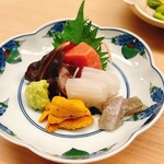 割烹 白鷹 - 今夜のおすすめのお造りを盛っていただきました