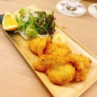 割烹 白鷹 - 鱧のフライです。イカリウースターソースでいただきました