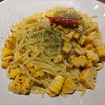 Italian Kitchen VANSAN プレナ幕張店 - 焼きとうもろこし 醤油ベースのパスタ