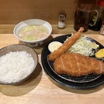 とんかつ 美濃屋 - ロースかつ定食＆エビフライ