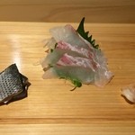 鮨 歴々 - お刺身3種盛・小肌、真鯛、赤西貝　※おすすめコース