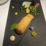 Restaurant Hiramatsu - 料理写真:手長海老と白身魚カダイフ巻き